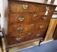 A George II walnut chest on later stand W.96cm