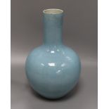 A Chinese sky blue crackle glaze bottle vase H. 36cm