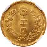 Japan. 20 Yen, Meiji 43 (1910). Fr-45a; KM-Y34. Mutsuhito, 1867-1912. NGC graded MS-63+.