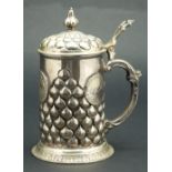 Early 20th Century German Silver Stein with 3, 18th Century Reproduction German Talers. Very