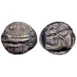 Phoenicia, Sidon. Uncertain king. Silver 1/16 Shekel (0.80 g), ca. 435-425 BC. EF