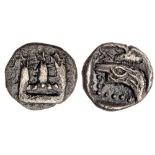 Phoenicia, Sidon. Uncertain king. Silver 1/16 Shekel (0.62 g), 5th-4th centuries BC. VF