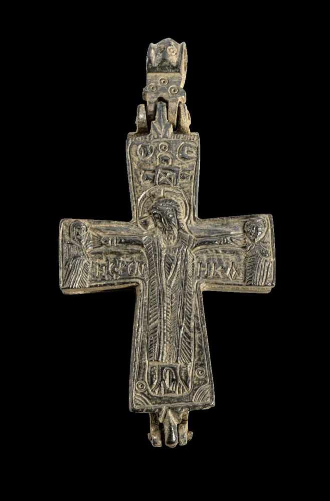 Bronzenes Enkolpion. Mittelbyzantinisch, 10. - 12. Jh. n. Chr. 10,5 x 5,4cm. Bronzeguss mit