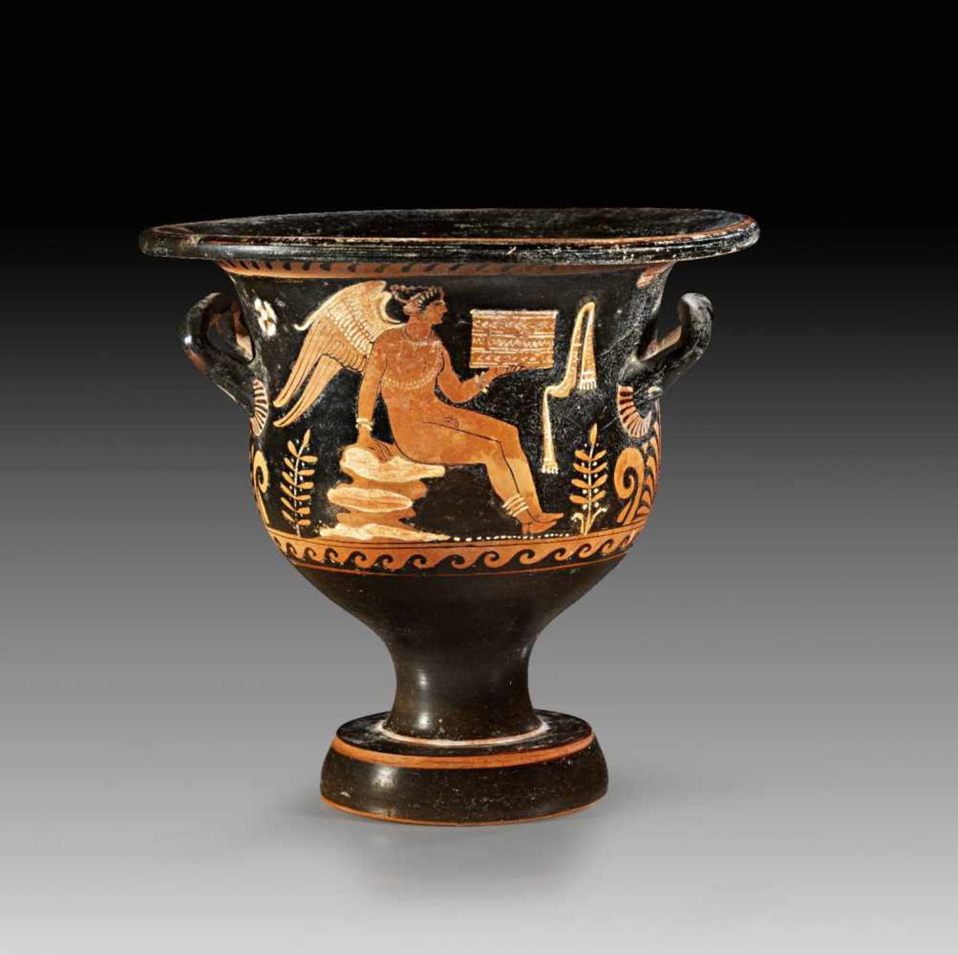 Apulischer Glockenkrater, nahe dem Maler von Louvre MNB 1148. 320 - 310 v. Chr. H 26,4cm, ø - Bild 2 aus 2