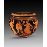 Attic red-figure dinos, Manner of the Dinos Painter. 425 - 400 B.C. Outside a thiasos: in the center