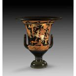 Faliscan red-figure calyx-krater of the Nazzano-Painter. 380 -370 B.C. A: In the centre a bearded