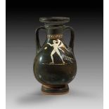 Apulian pelike of the Gnathia-ware. About 350 - 330 B.C. Eros playing with a ball of wool, on the