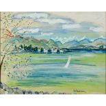 JOHN PADDY CARSTAIRS (ENGLISH, 1910-1970) A lake landscape, possibly Switzerland, watercolour and