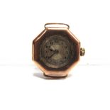 ROLEX, A LADY'S 9 CARAT GOLD MECHANICAL WRISTWATCH 1920 London import mark, circular dial with black