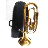 AN AMATI CORTON BRASS HORN serial number 759165, cased.