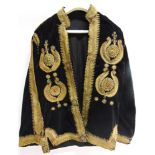 A BLACK VELVET & GOLD BULLION THREAD EMBROIDERED JACKET