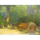 A. HIDYER (EARLY-MID 20TH CENTURY) Collie dog resting in the shade, oil on canvas, signed and