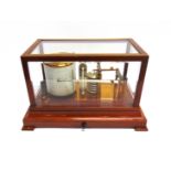 A BAROGRAPH unsigned, in a glazed mahogany case, 36cm long.