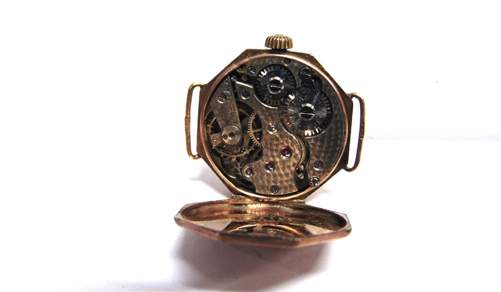 ROLEX, A LADY'S 9 CARAT GOLD MECHANICAL WRISTWATCH 1920 London import mark, circular dial with black - Image 2 of 2