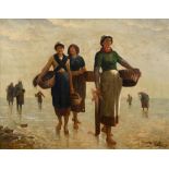 19TH CENTURY SCHOOL Fishwives returning with the catch, possibly Cornwall, oil on canvas,