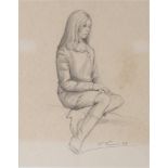 PIETRO PSAIER (ITALIAN, 1936-2004) Seated young lady, pencil, signed and dated '[19]53' lower right,