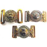 MILITARIA - THREE BELT BUCKLES comprising a Connaught Rangers silver and brass officer's belt