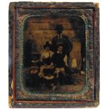 PHOTOGRAPHS - ASSORTED Two ambrotype portraits of family groups on a beach, each 7cm x 5.5cm;