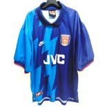 FOOTBALL - AN ARSENAL 1994-95 JVC XL FOOTBALL AWAY SHIRT with the Nike 'blue lightning' design, good