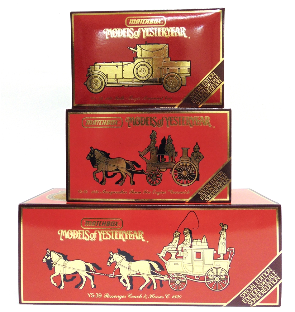 THREE MATCHBOX 'MODELS OF YESTERYEAR' comprising a No.YS-39, 1820 Passenger Coach and Horses; YS-46,