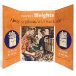 A PLAYERS WEIGHTS CIGARETTES PRINTED FOLDING SHOWCARD 'Always a Pleasure to Work With!', depicting a