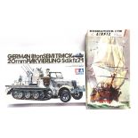 TWO UNMADE PLASTIC KITS comprising a 1/35 scale Tamiya No.MM150, German 8-ton Semi Track 20mm