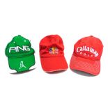 GOLF - THREE CAPS comprising a 2010 Ryder Cup cap from Celtic Manor, red; a Calloway cap, red; and a