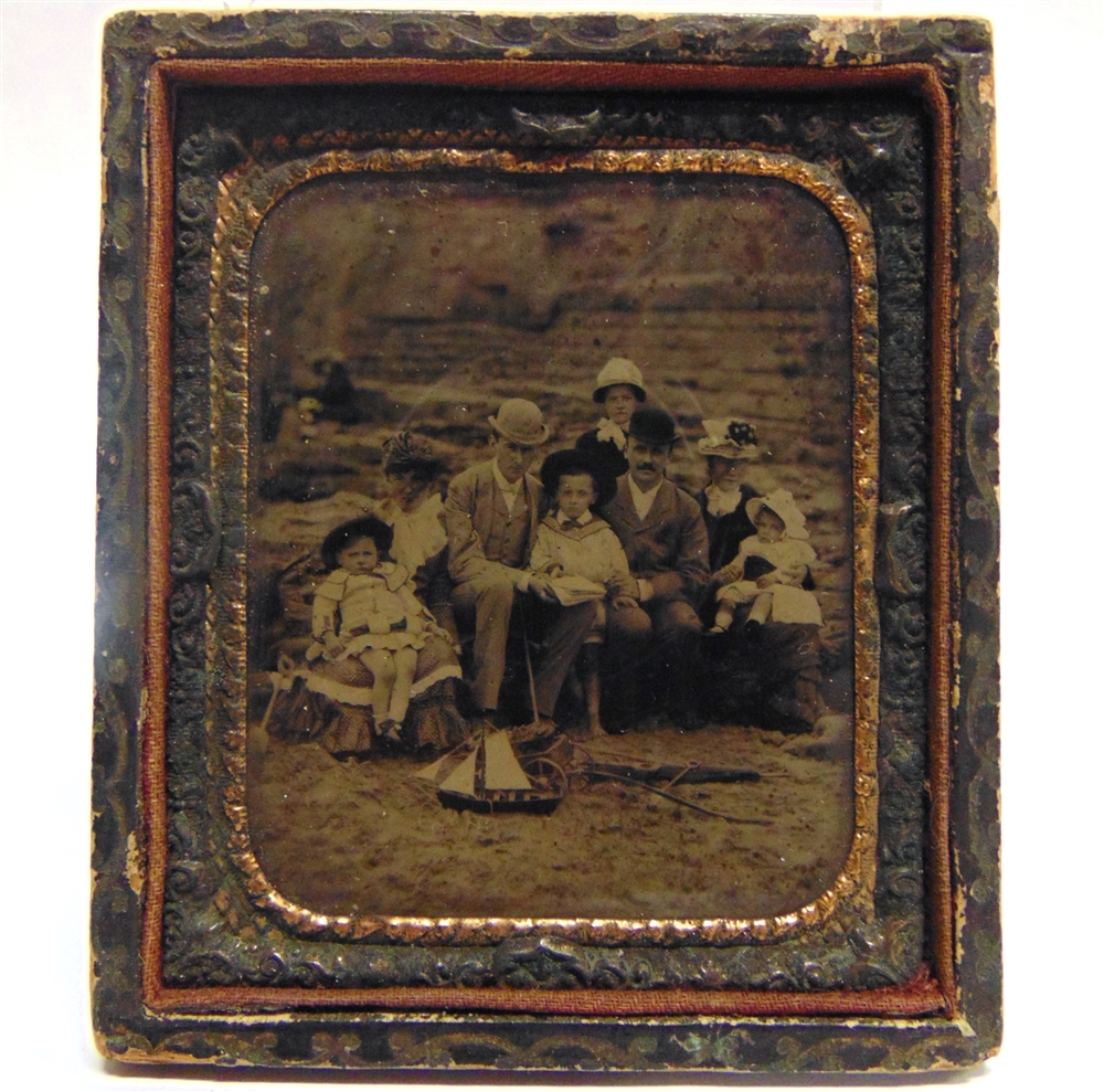PHOTOGRAPHS - ASSORTED Two ambrotype portraits of family groups on a beach, each 7cm x 5.5cm; - Image 2 of 3