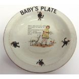 FELIX THE CAT - A BABY'S PLATE with transfer-printed decoration and 'Mary had a Little Lamb...'