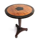 A PEDESTAL OCCASIONAL TABLE the circular top inlaid with pentagon and five pointed star within