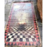 MASONIC INTEREST: A VERY LARGE VICTORIAN FLOOR CLOTH hessian backed, depicting a 1st degree