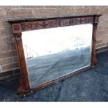 A REGENCY STYLE GILT FRAMED OVERMANTLE MIRROR 116cm wide 70cm high overall