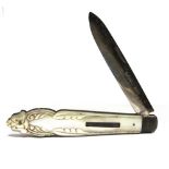 A VICTORIAN SILVER FOLDING FRUIT KNIFE by John Yeomans Cowlishaw, Sheffield 1878, with shaped and