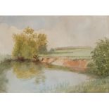 ATTRIBUTED TO ALFRED TIDEY 'The [river] Colne near ....bridge', watercolour, unsigned, attributed to