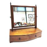 A MAHOGANY DRESSING TABLE MIRROR the bowfront base fitted with two drawers, 52cm wide