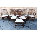 A SET OF EIGHT 19TH CENTURY MAHOGANY DINING CHAIRS including a pair of carvers, with pierced vase