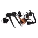 ASSORTED EAR TRUMPETS & OTHER HEARING APPARATUS including examples by R.J. Dowling of London and