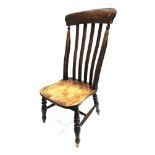 A SLAT BACK WINDSOR ARMCHAIR on H-shape stretcher base (reduced in height, formerly a rocking