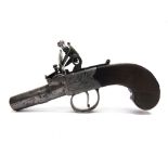 A FLINTLOCK BOXLOCK POCKET PISTOL, BY TWIGG, LONDON with a 4.25cm turn-off steel barrel, lock plates