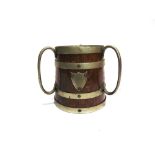 A SOMERSET LIGHT INFANTRY (2ND VOLUNTEER BATTALION) DRILL CHALLENGE THREE-HANDLED CIDER CUP oak with