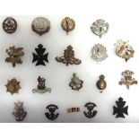 NINETEEN ASSORTED CAP BADGES comprising those for 10th Royal Hussars, Duke of Cornwall's Light