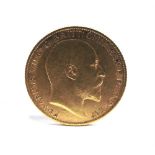 GREAT BRITAIN - EDWARD VII, HALF SOVEREIGN, 1908