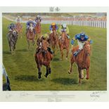 LEON WILSON 'The Race of the Century' Grundy Beating Bustino at Ascot 1975, signed by artist, Joe