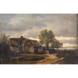 BRITISH SCHOOL (LATE 19TH CENTURY) A crofter's cottage, with distant loch, oil on canvas,