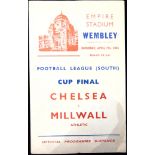 FOOTBALL - PROGRAMME, FOOTBALL LEAGUE (SOUTH) CUP FINAL, 1945 Chelsea v. Millwall, (vertical fold;