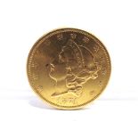 U.S.A. GOLD $20 DOUBLE EAGLE Liberty Head, 1874 (S)