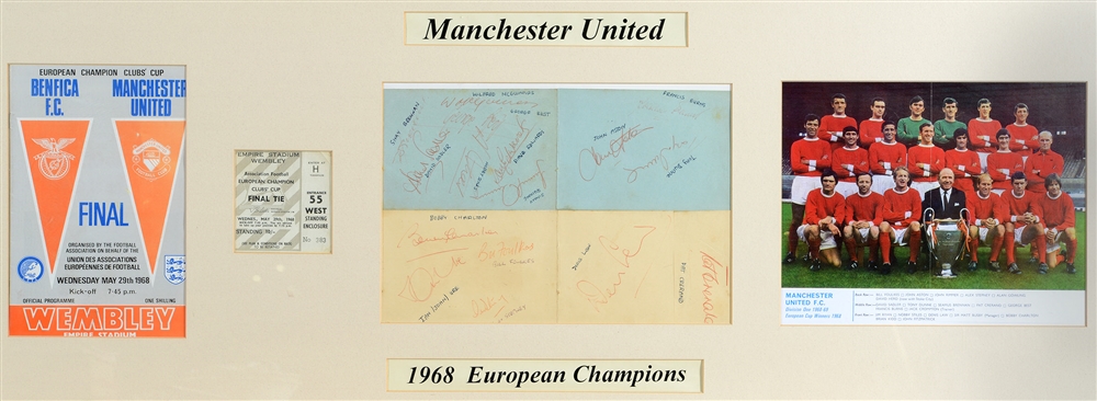 FOOTBALL - AUTOGRAPHS, MANCHESTER UNITED A 1968 European Champions montage, comprising sixteen