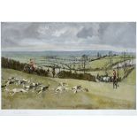 AFTER LIONEL EDWARDS The Whaddon Chase - Hunt from Oving, colour print, signed in pencil lower left,