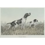 AFTER SANDRO NARDINI A Brace of English Pointers, black and white print, signed in ink, 36 x 58cm