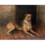 M. HELEN GREEN (BRITISH, LATE 19TH CENTURY) Portrait of a recumbent long-haired terrier,